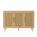 Aparador de Madera y Ratán Natural 120x40x75 cm
