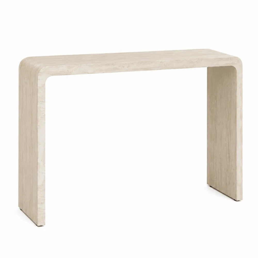 Mesa consola de piedra travertino 120x40x75 cm beige