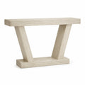 Mesa consola de piedra travertina en forma de V