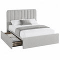 Cama de tela gris con almacenamiento 200x140 cm