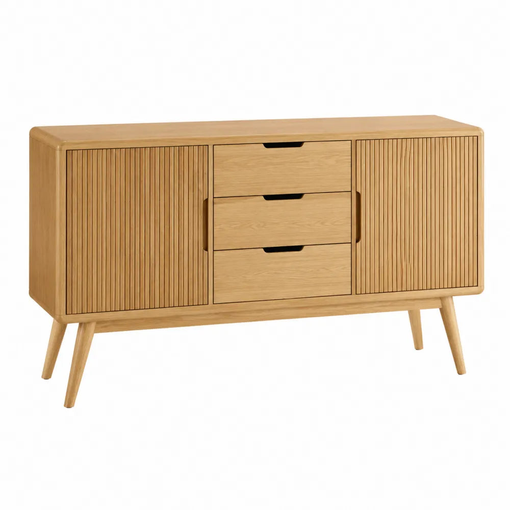 Aparador de madera de roble con 2 puertas y 3 cajones