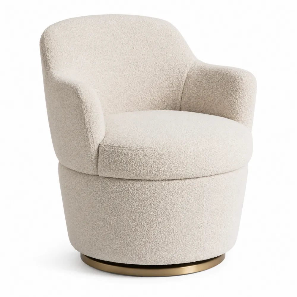 Silla Giratoria de Tela de Poliéster Crudo con Base de Metal Dorado