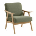 Silla con estructura de madera y tapizado en poliéster verde