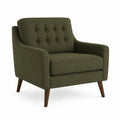 Sillón de Tela de Poliéster Verde con Patas de Madera de Haya