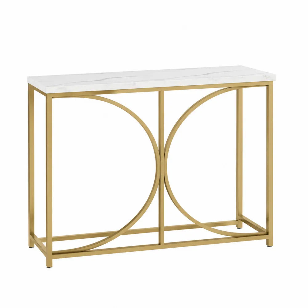 Mesa consola de mármol y metal dorado 120x40x75 cm