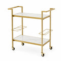 Carrito dorado con estantes de mármol 80x40x90 cm