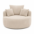 Silla redonda de tela beige con cojines, diámetro 120 cm