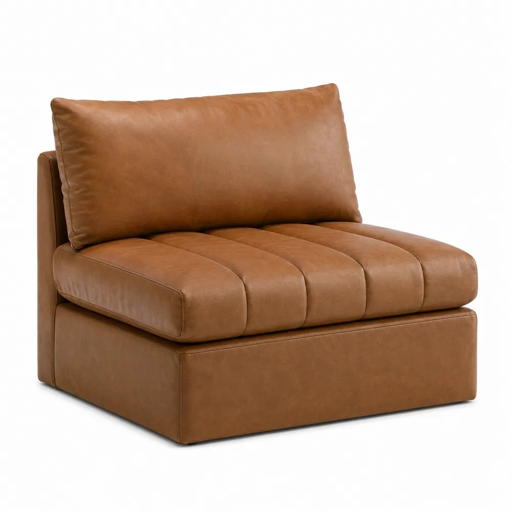 Sillón Modular de Una Plaza en Cuero Sintético Marrón