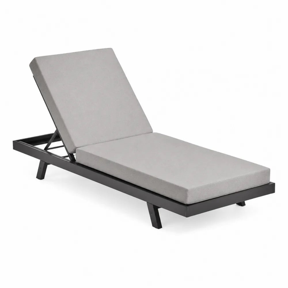 Tumbona de aluminio y poliéster gris con respaldo ajustable