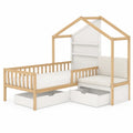 Cama infantil de madera con estantería y cajones 200 cm x 90 cm