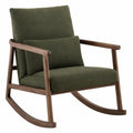 Silla mecedora de madera con cojines de algodón verde